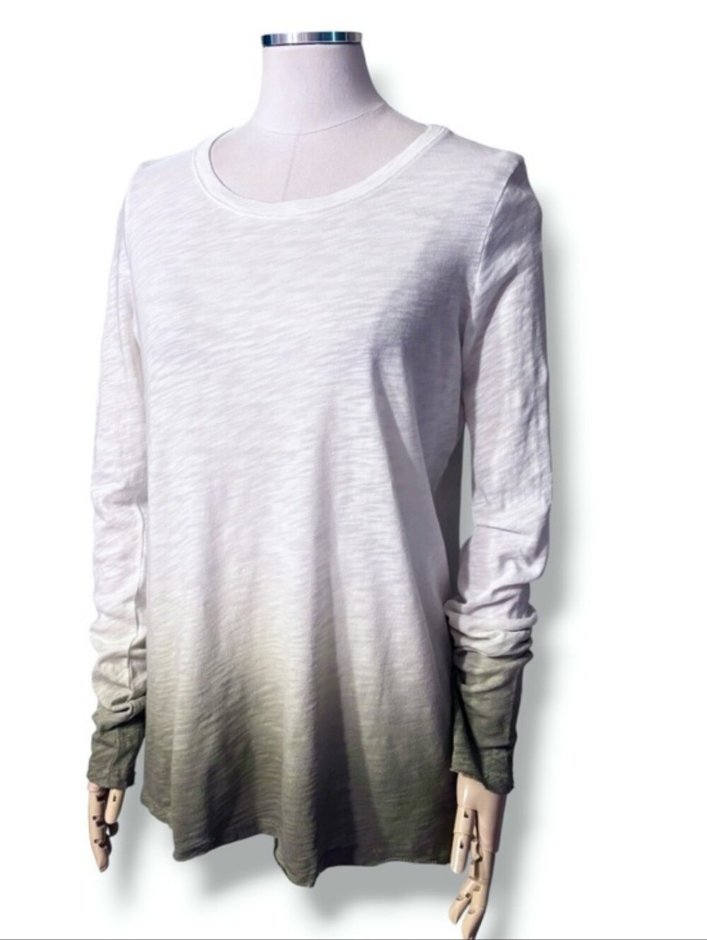 ATM Ombré Scoop Neck Slub Knit Long Sleeve Top Size Medium